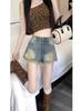 Women's 2024 Summer High-Waist A-Line Retro Denim Graffiti Shorts