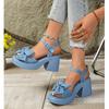 Fashion 2025 Summer Women's Fashion Sandals Platform Bow Tie Buckle Strap Dress Sandals Chunky High Heel Shoes for Casual Party Outfits