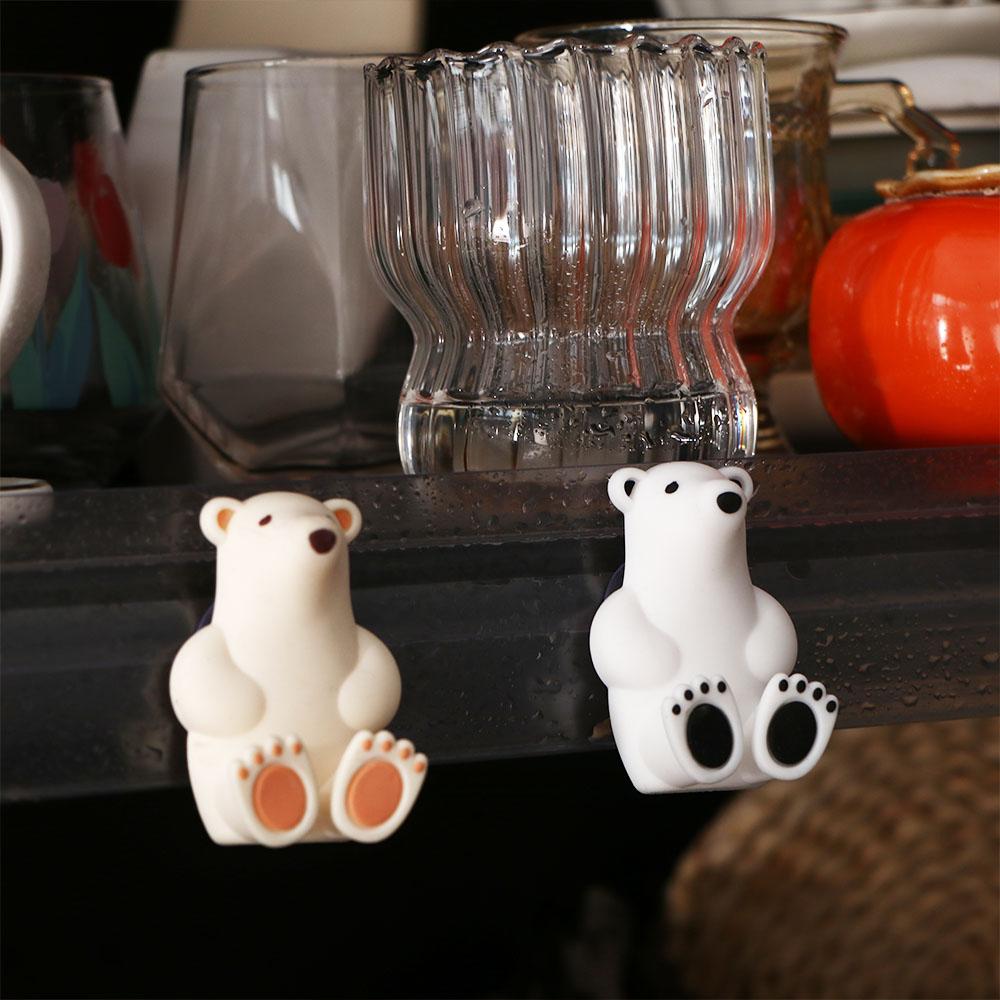 Suport pentru periuță de dinți pentru urs polar din PVC, suport pentru periuță de dinți cu ventuză, baie creativă