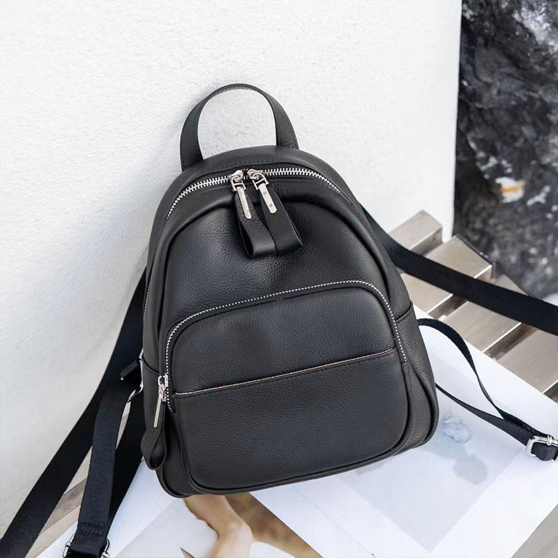 Rucsac simplu din piele naturală pentru femei, la modă, mic rucsac pentru femei, Senior Sense, toate potrivirile, geantă de umăr din piele de vacă