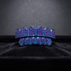 Glossy Finish Teeth Grillz Top Bottom Set Eco-friendly Copper Shiny Teeth Grillz Caps Rhinestone Blue Teeth Jewelry Rapper