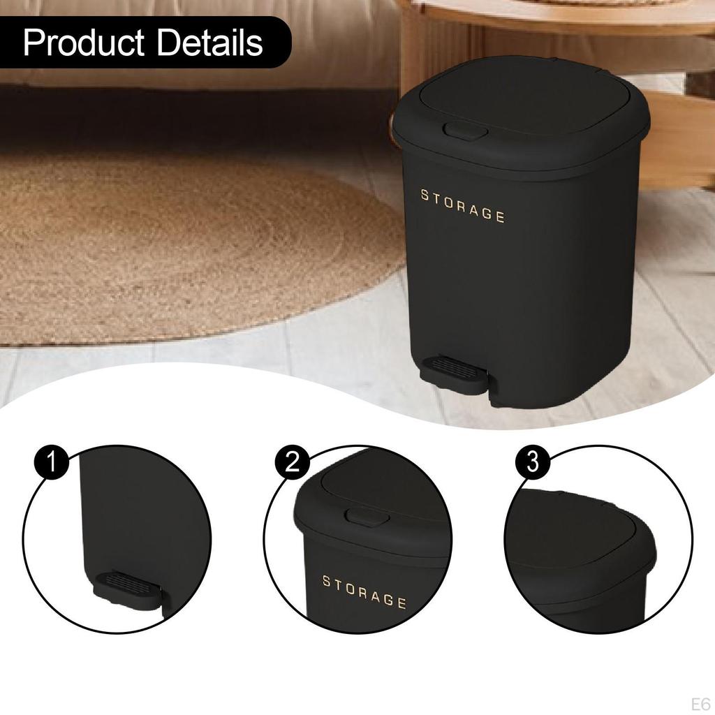 Press Type Trash Can with Step Pedal Garbage Bin Versatile Trashcan Wastebasket Lid for Home