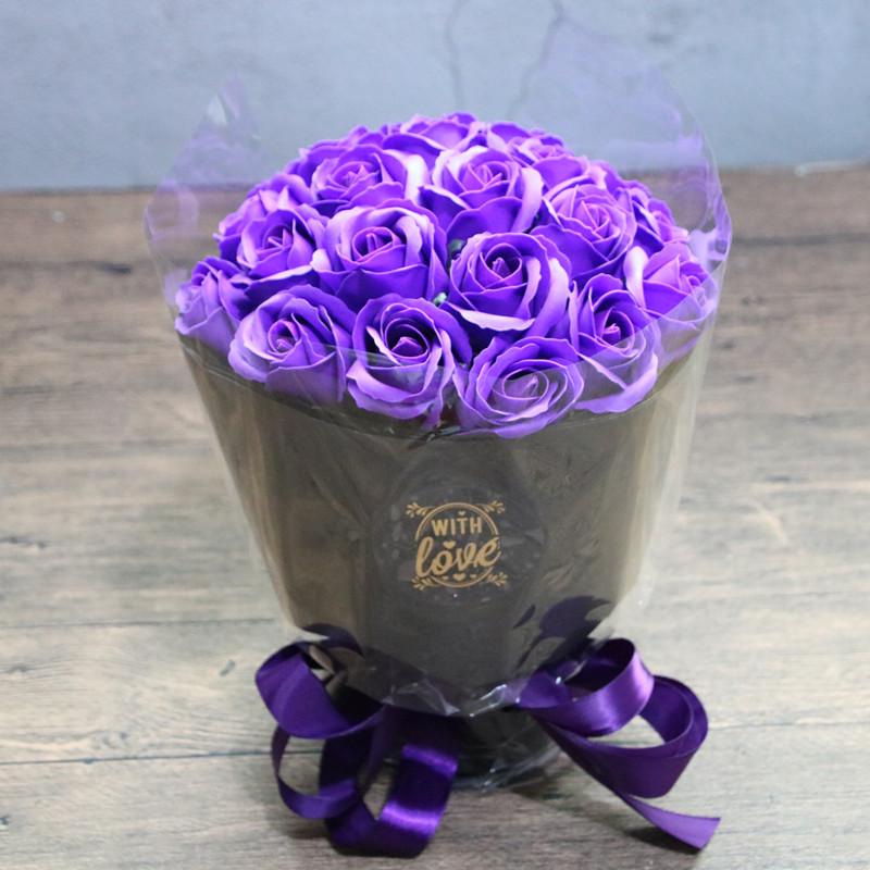 21-Piece Soap Rose Bouquet: Perfect Wedding, Christmas, Valentine s, or Qixi Gift for Girlfriend or Wife фиолетовый