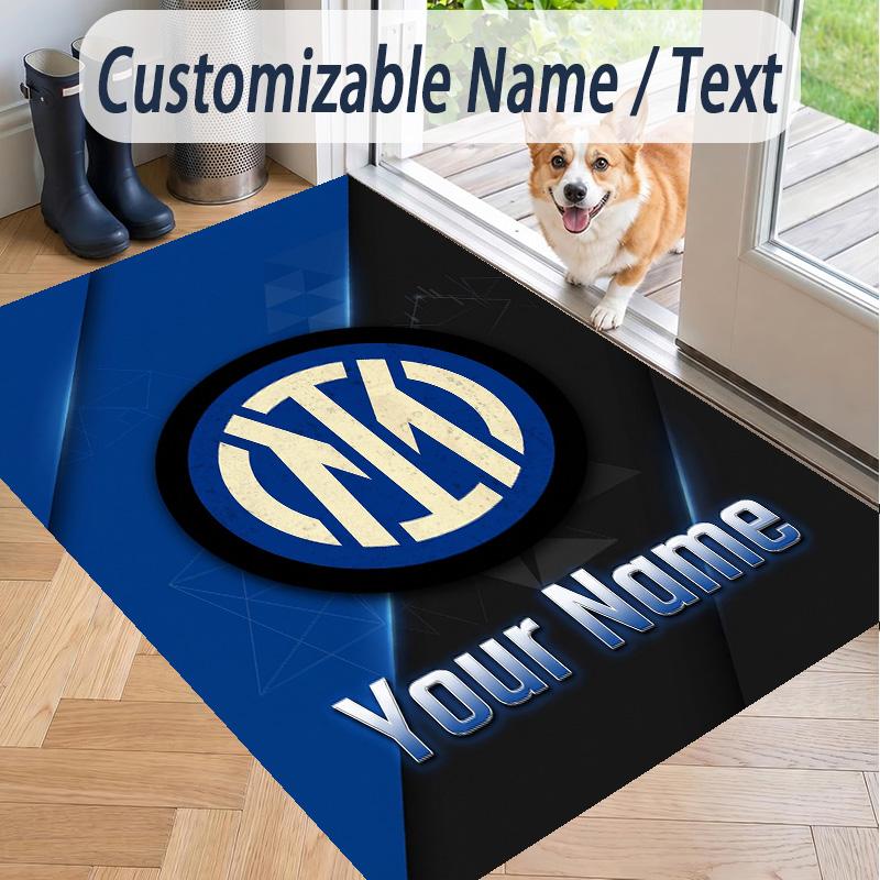 Custom Text Printed Rug Inter Milan Non Slip Floor Carpet For Home Room Decor