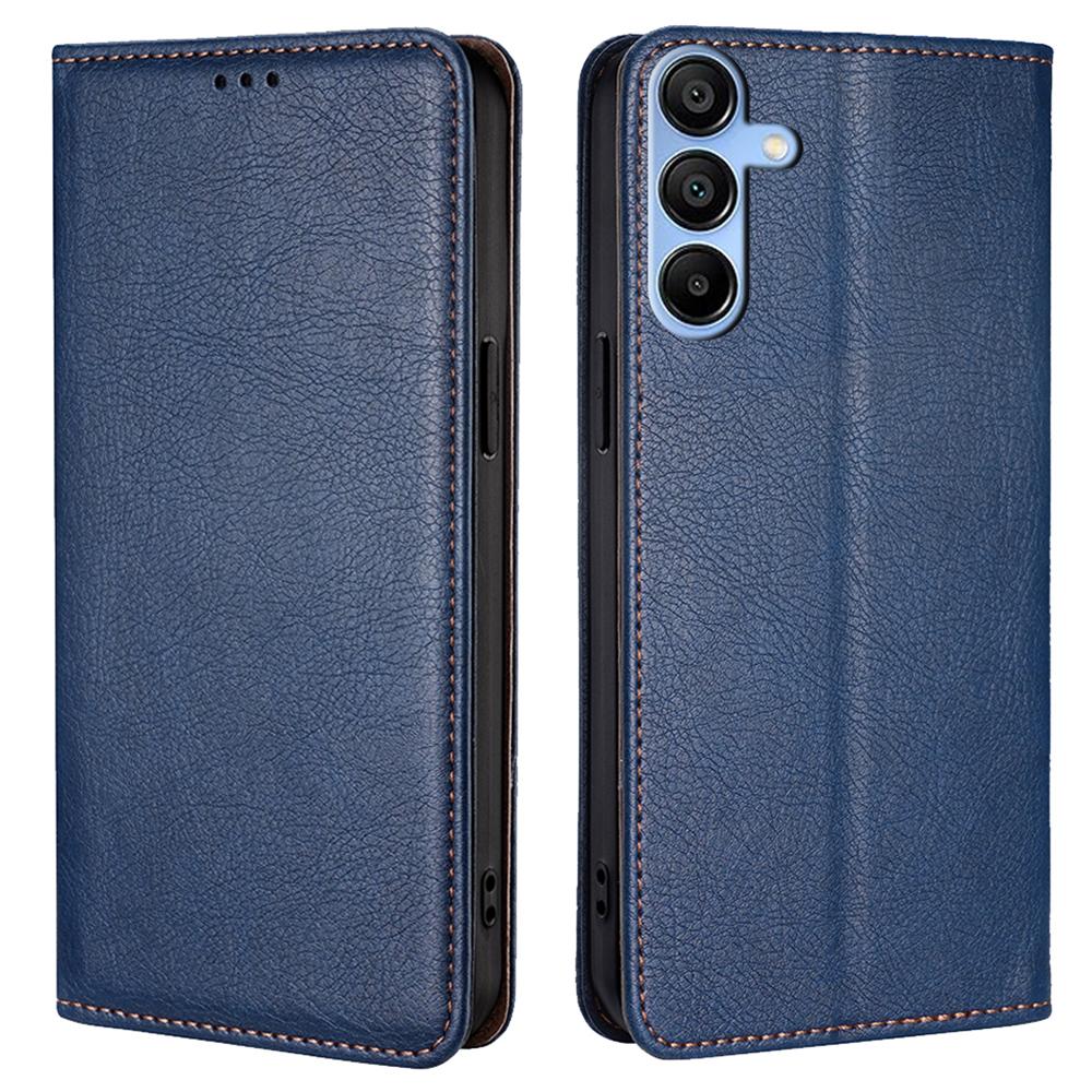 

For Samsung Galaxy A15 4G/A15 5G Case Solid Color PU Leather Magnetic Closing Phone Guard Cover Blue