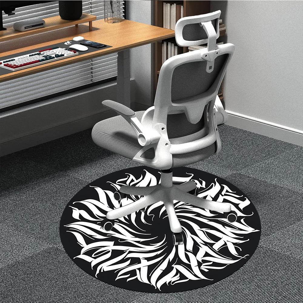 

1pc Abstract Swirl Design\ Chair Carpet for Office, Round Non Slip Durable Large Size Office Carpet, Suitable for Office 80cm