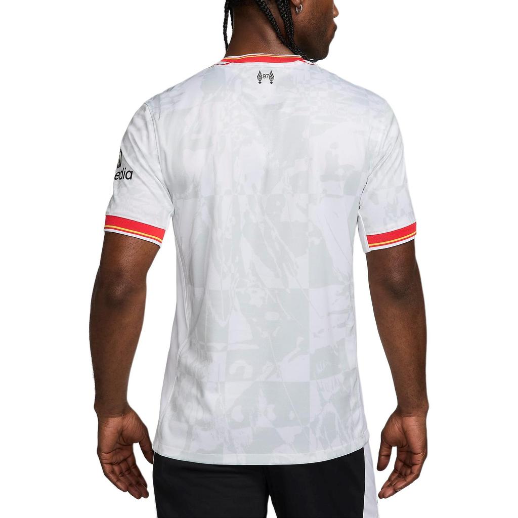 Nike Liverpool FC Dri-FIT Vintage Jersey Fashion Logo Short Sleeve V-Neck Football Shirt Men Tops White Pure-Platinum Black FQ2030101