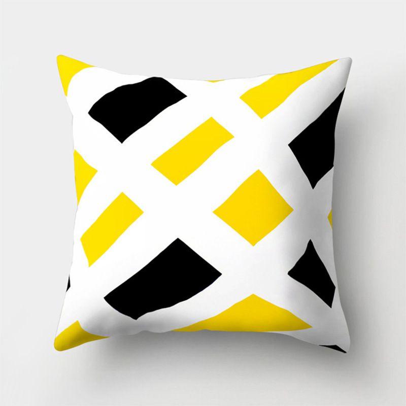 Yellow Geometric Cushion Cover For Home Sofa Decoration 18 Inch