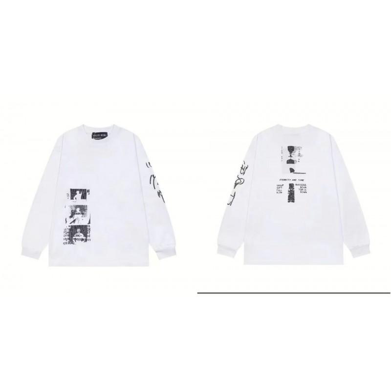 Washed Vintage Distressed Cotton Long Sleeve Tee Oversized Streetwear Style Men Casual Daily Wear