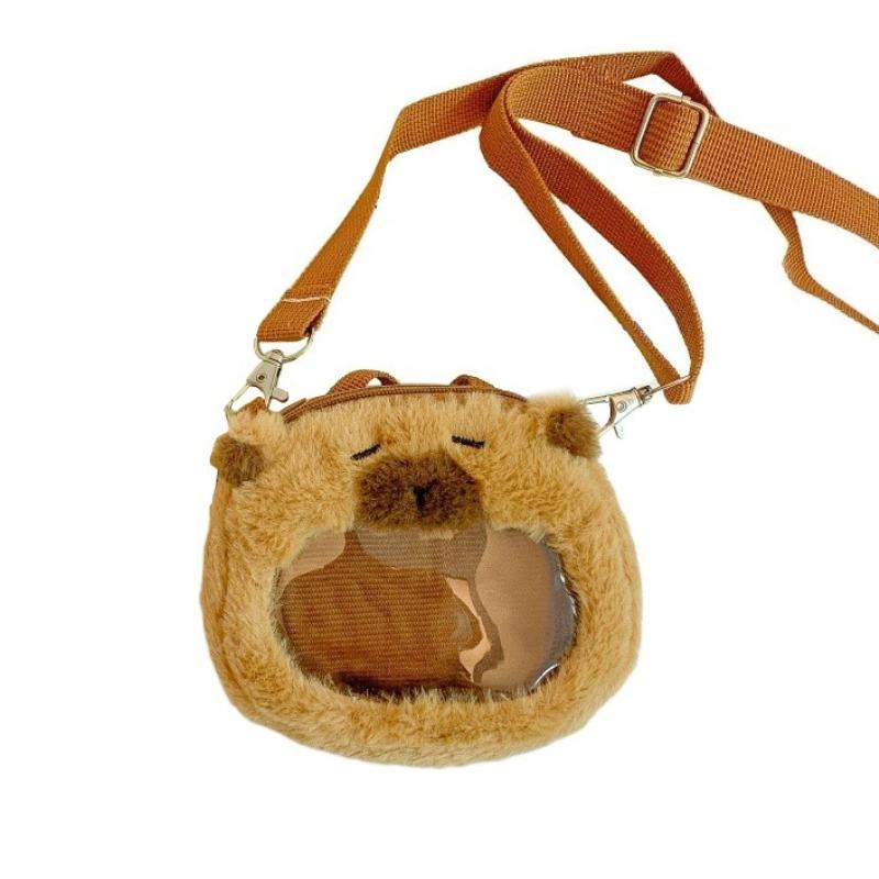 

Cute Capybara Plush Zero Wallet Lovely Mini Fashion Coin Purse Kawaii Cartoon Crossbody Bag See-through Hand Bag Birthday Gift