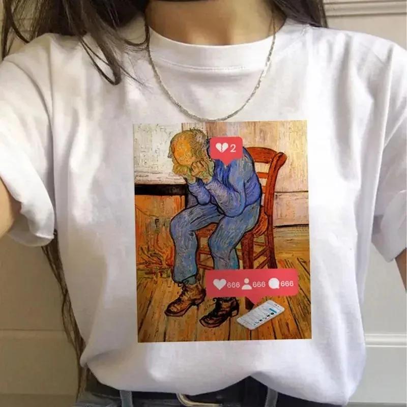 Artistic Van Gogh Paintings Graphic T Shirt With Classic Art Quotes Creative Designs Stylish Casual Short Sleeve Tee For Daily