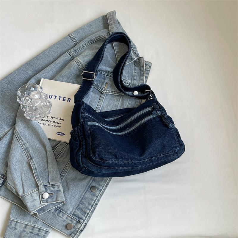 Geantă mare versatilă din denim pentru femei, capacitate mare, geantă messenger, stil lejer, geantă de sub braț, nouă