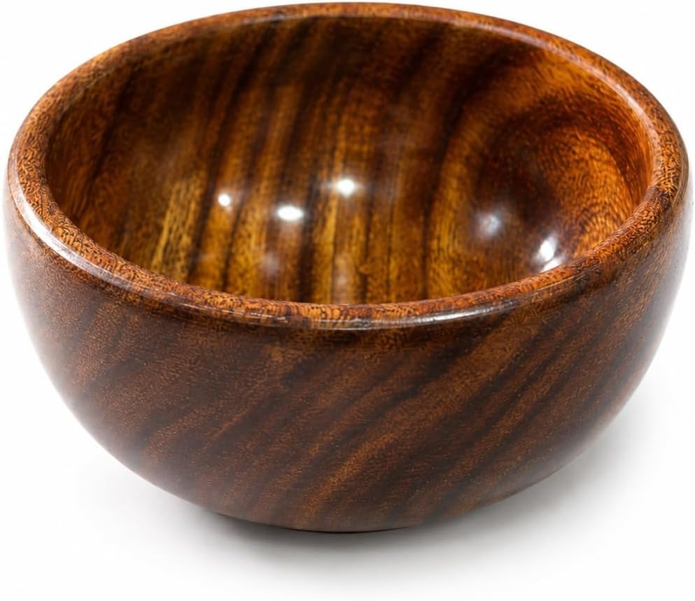 TreegoArt Handcrafted Solid Wooden Round Shape Multipurpose Soup Bowl Serveware For Home Kitchen - 200 Ml (Pack Of 1) 200 ML