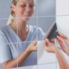 Mirror Stickers Decals Glass Home Mosaic Set Silver Square