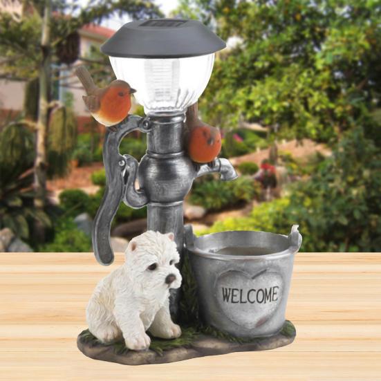 Wetterbeständige Rasenlampe Präzise Detailliert Harz Katze Hund Hase LED Solarleuchte für Zuhause