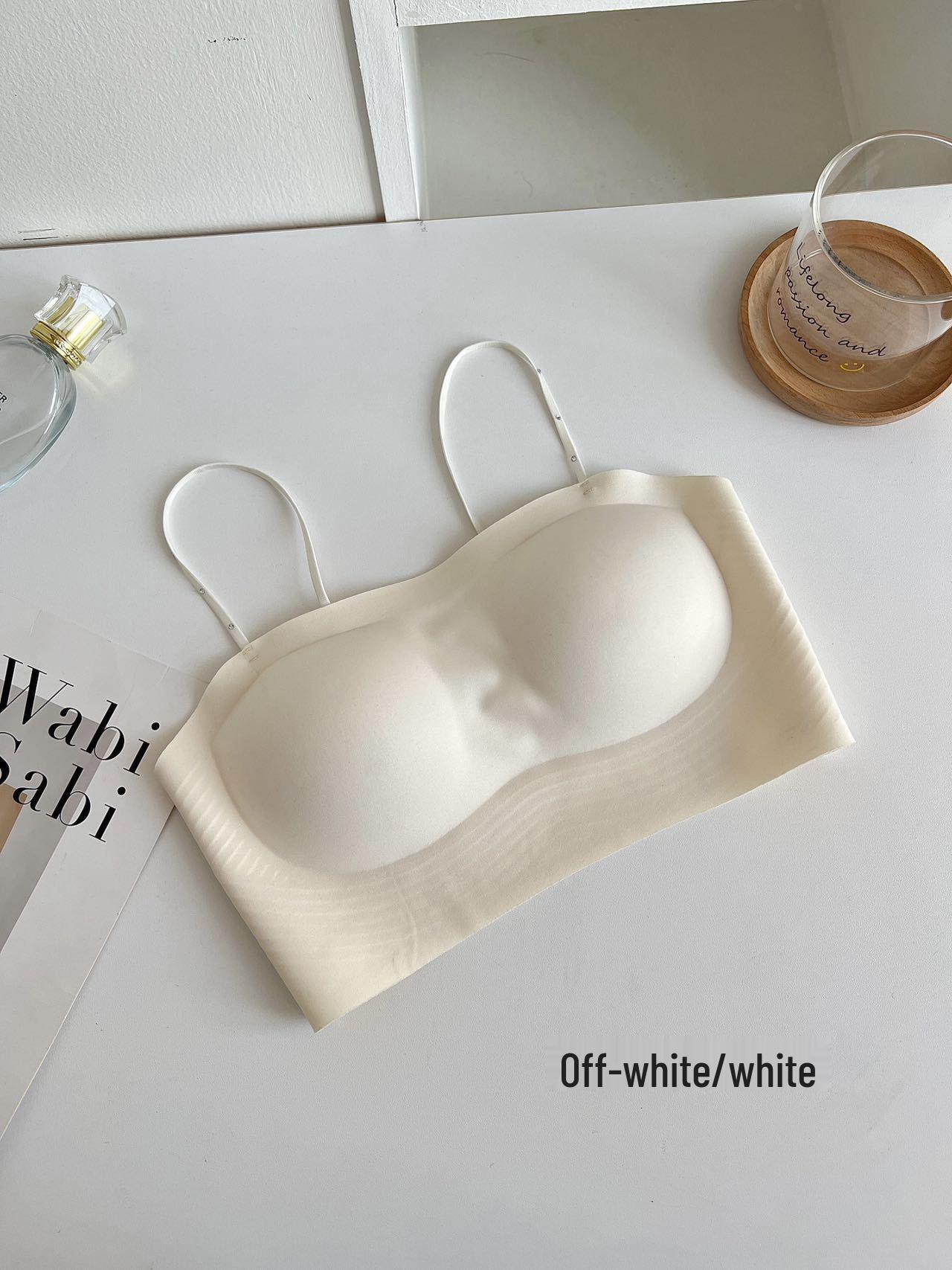 

Rhinestone Strap Micro-Shimmer Seamless Camisole Lingerie with Invisible Foundation Cups - Small F (Recommended 45-60 kg) слонова кістка/білий