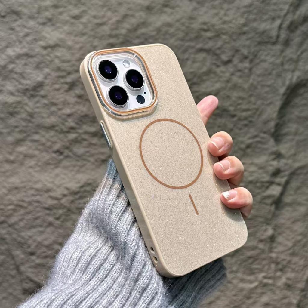 Applicable To Apple 16 Thin Circle Magnetic Suction Phone Case Official Glitter Powder IPhone 15 ProMax Premium Sense 14 Protection Case