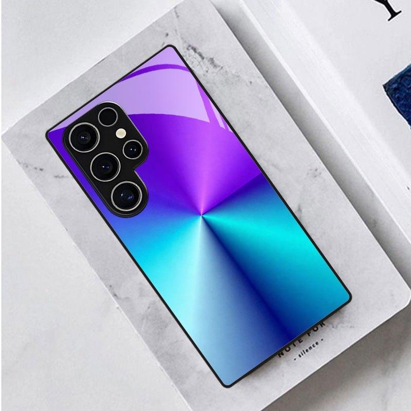 Gradient color abstract art pattern glass phone case suitable for Samsung Galaxy S26 S25 S24 S22 S21 S20 FE/Ultra/Plus anti drop