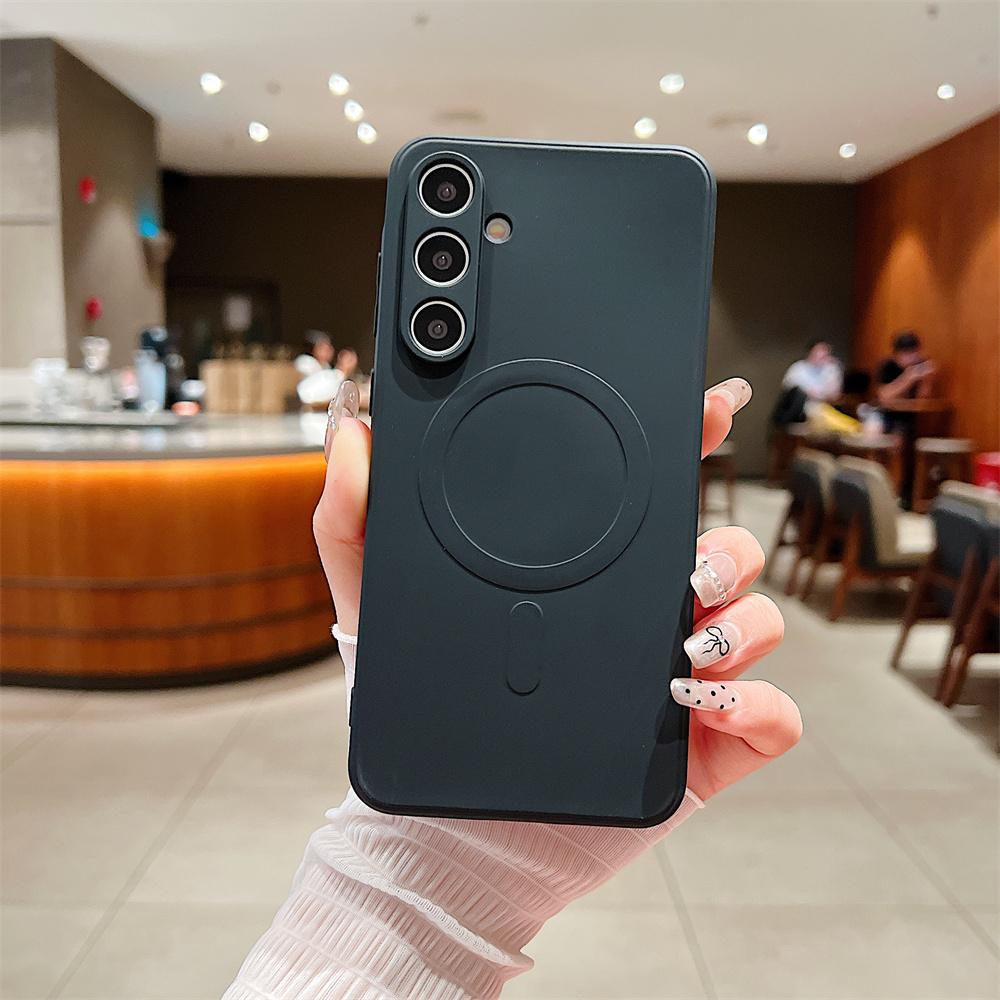 Fashion Colorful Silicone Magnetic Phone Case for Samsung Galaxy A57 A37 A27 A17 A07 A56 A16 A36 A26 A55 A35 A15 Wireless Charge Camera Protect Cover