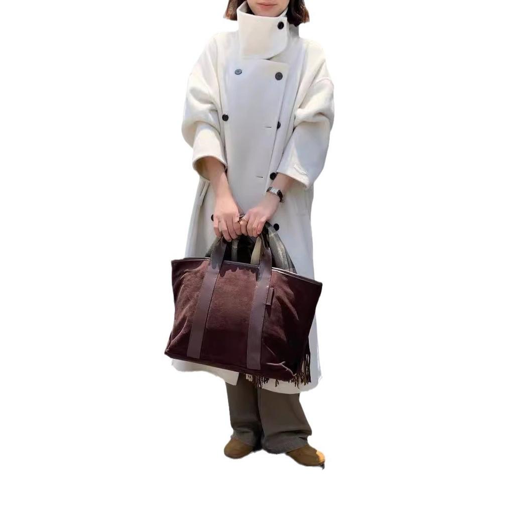 Autumn and winter new stand-up collar double-sided cashmere coat women's loose high-end double-breasted woolen coat