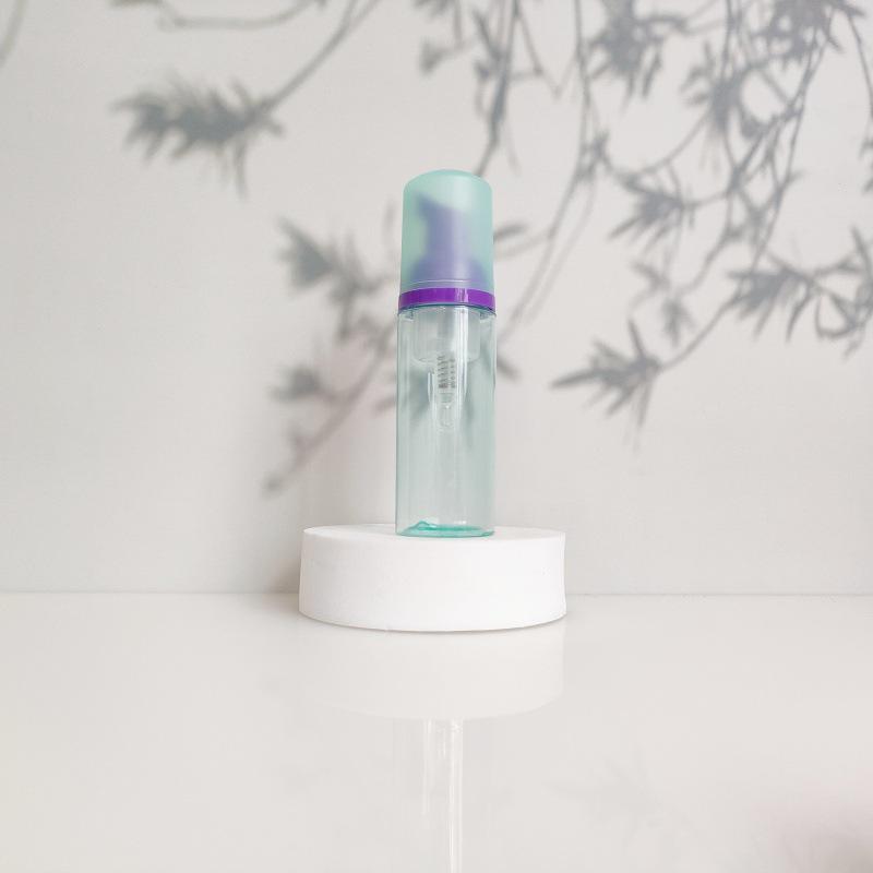 60ml Portable Transparent Green Facial Cleanser Foaming Bottle