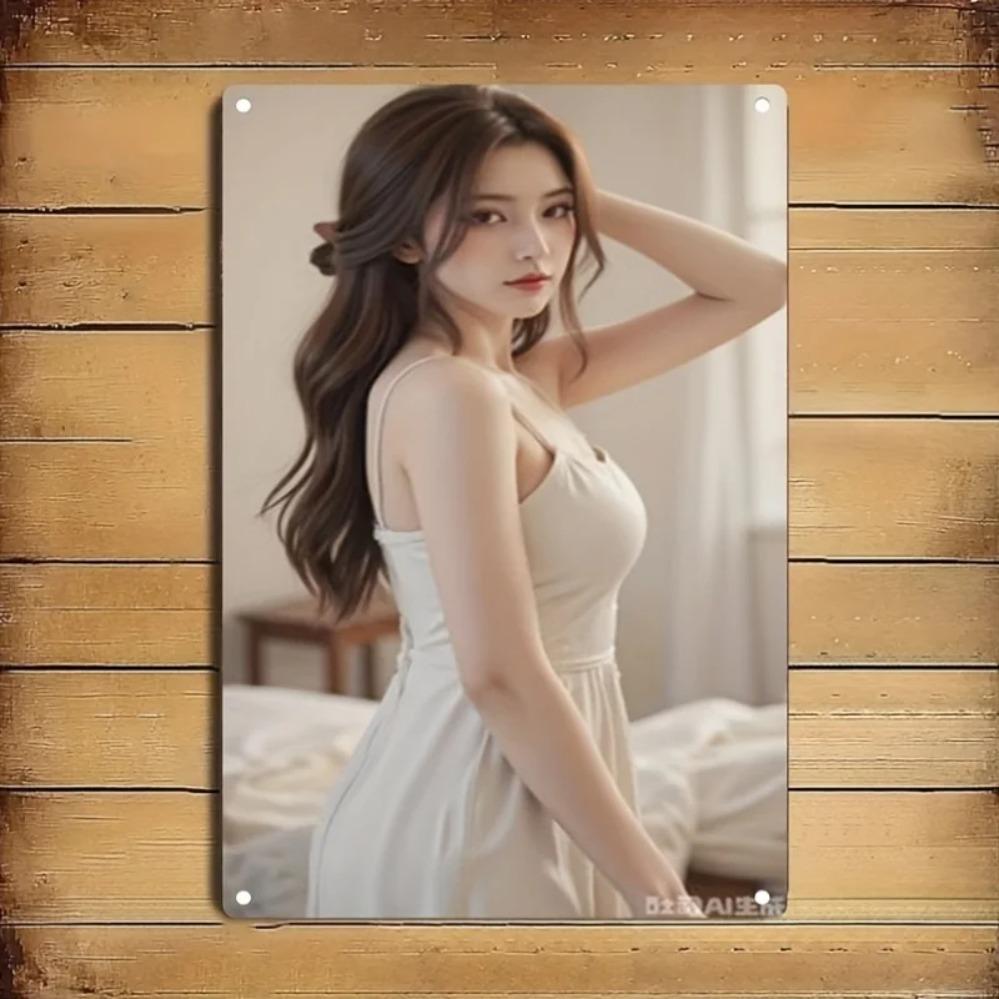 

Metal Wall Art Female Portrait, Iron Wall Decor for Home Bar Cafe Gift 20x30cm（7.8x11.8inch）