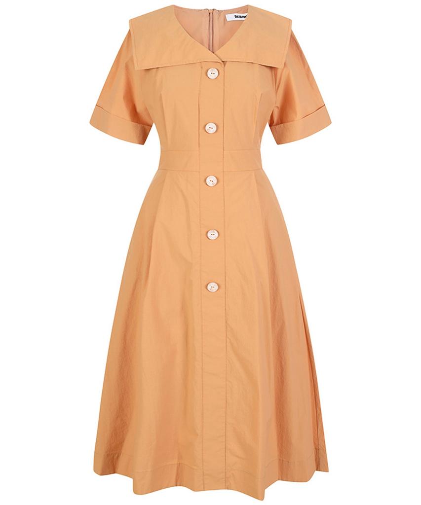 ECOLEDEPARIS Wide Collar Short Sleeve Dress_Rb37Woam22Z