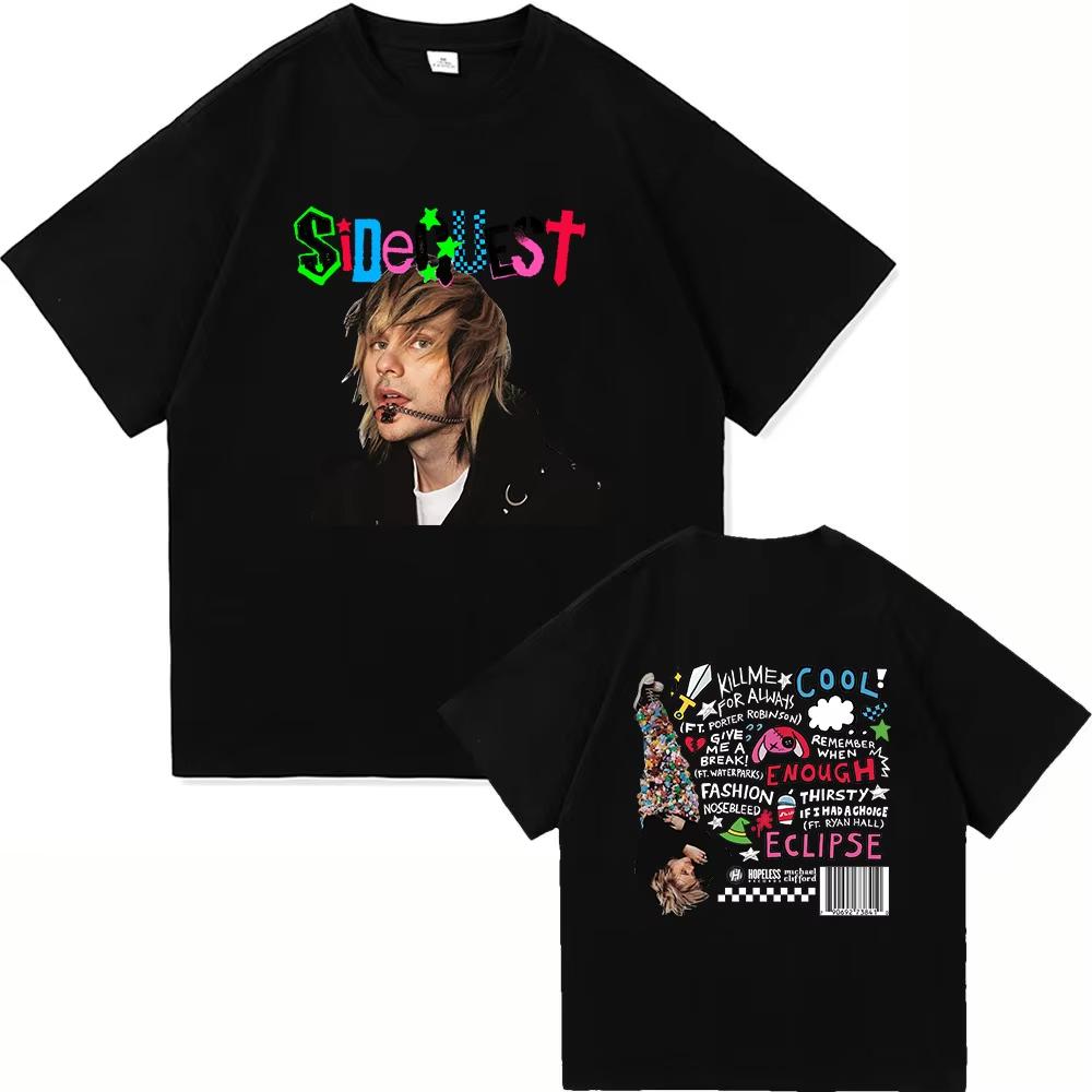 2026 SpringSummer Michael Clifford SIDEQUEST UnisexsWomens Clothing Retro Harajuku HighQuality Cotton TShirts S
