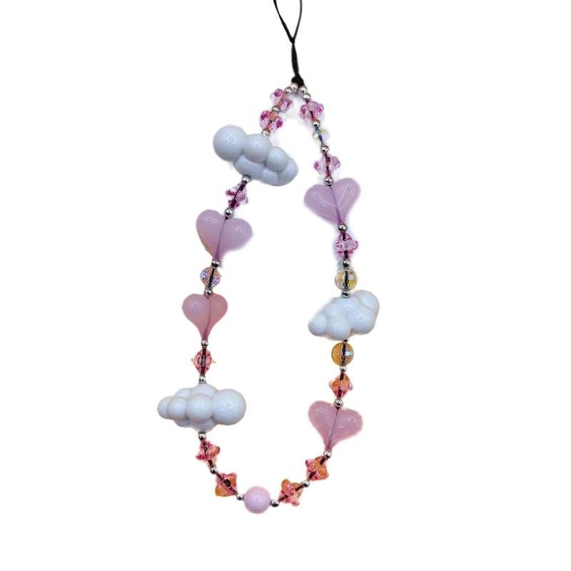 

Fashionable Heart Phone Chain Cute Cloud Phone Pendant Phone Case Lanyard Phone Jewelry Acrylic Material for Key Phone 1 рожевий