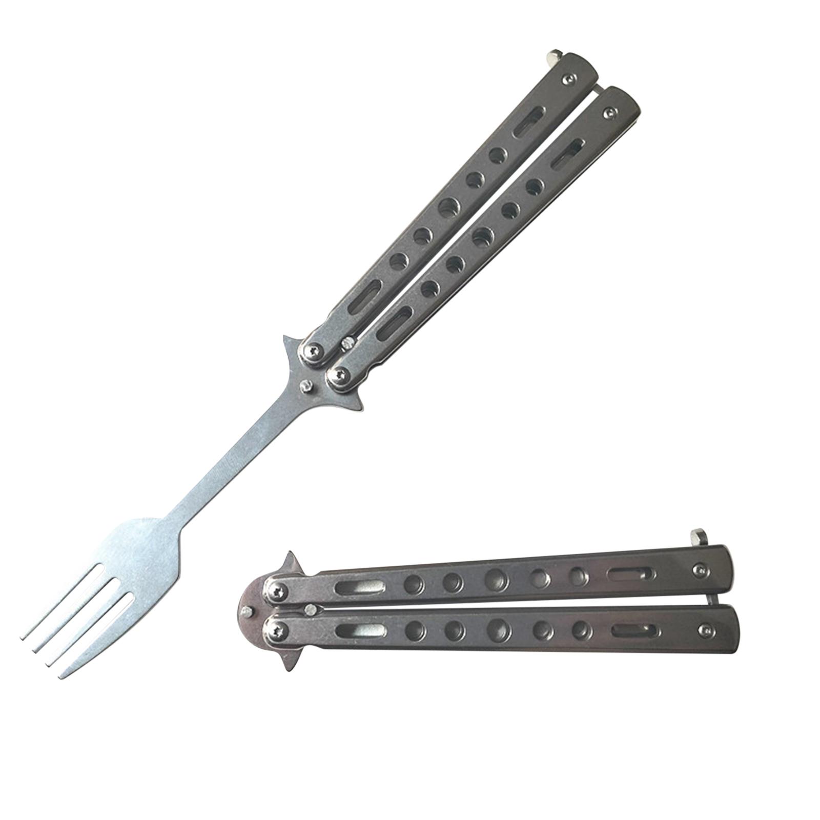 

2 шт., уличная портативная складная ложка-бабочка, вилка из нержавеющей стали для кемпинга, приготовления пищи, пешего туризма, рюкзака fork + spoon#1