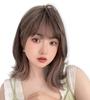 Brightlara Women's Semi-Long Wig with Inner Color, Natural Medium Length, Full Wig (hf1893x-GRC)