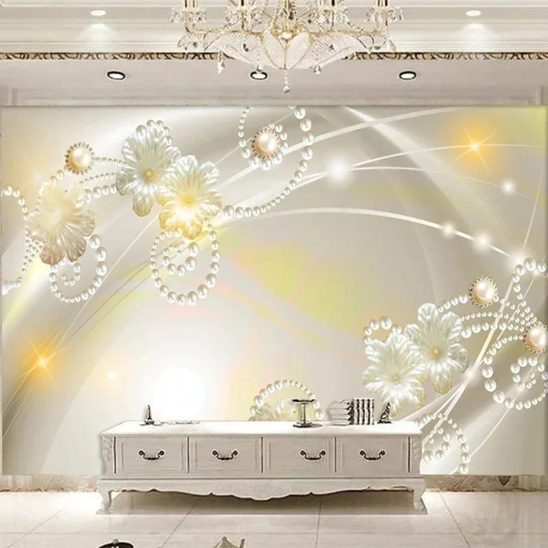 Carta da Parati Fotografica 3d Stile Europeo Moda Fiore Gioielli Murale Soggiorno Pareti di Fondo Murales Decor