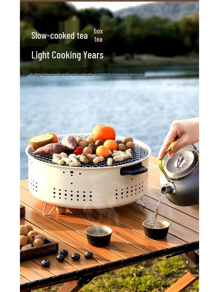 Portable Multifunctional Stainless Steel Charcoal Grill - Outdoor/Indoor Campfire, Barbecue, Water Boiler, Tea Stove