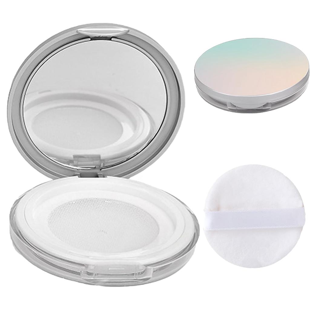 JUJUGO Powder Case 5g with Refillable Powder Travel with Clear Loose Powder Case Ultra-thin Mirror, Compact, Size, Puff,