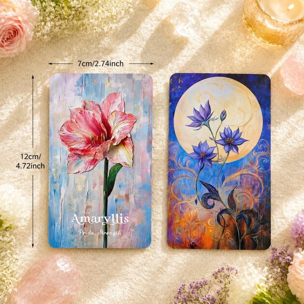 12*7cm Flower Wisdom Oracle Deck, Plant Spirit Oracle Cards for Beginners, Psychological Insight, Nature Oracle 56 Pcs Cards