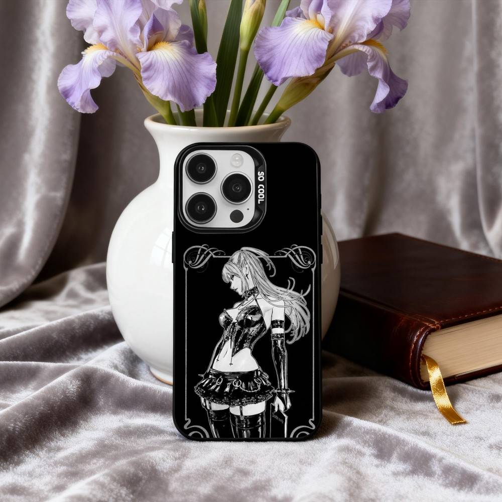 M-Misa D-Death-H N-Note-E Phone Case For iPhone17,16,15,14,13,12,11 Plus,Pro Max Black Candy Silver Plated Cover