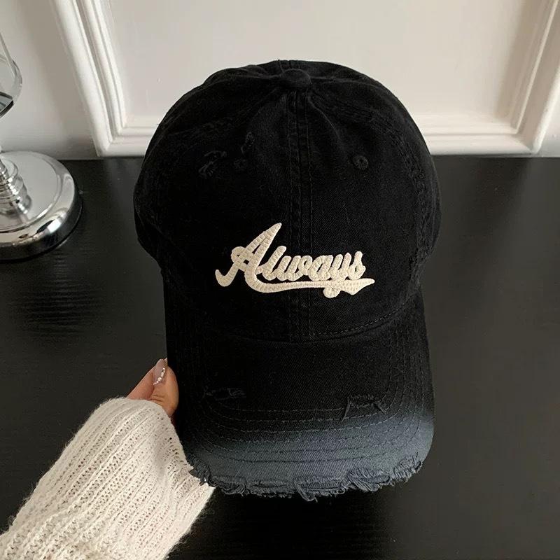 Vintage Washed Baseball Cap with  Always  Embroidery, Gradient Pink Distressed Dad Hat for Women m (56-58cm) adjustable чёрный