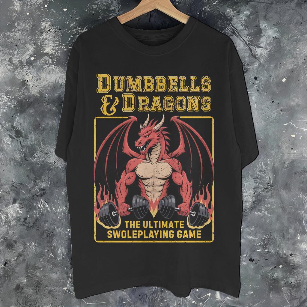 Unisex Unisex Dumbbells And Dragons Shirt Cotton Print Tshirt Clothing Outfits