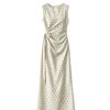 New High-end Temperament Polka Dot Dress Women's Side Waist Strap French Sleeveless Long Dress Summer Tide