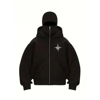 Herren Full-Zip Hoodie - Gothic Punk Streetwear Jacke mit vorn geschlossenem Reißverschluss