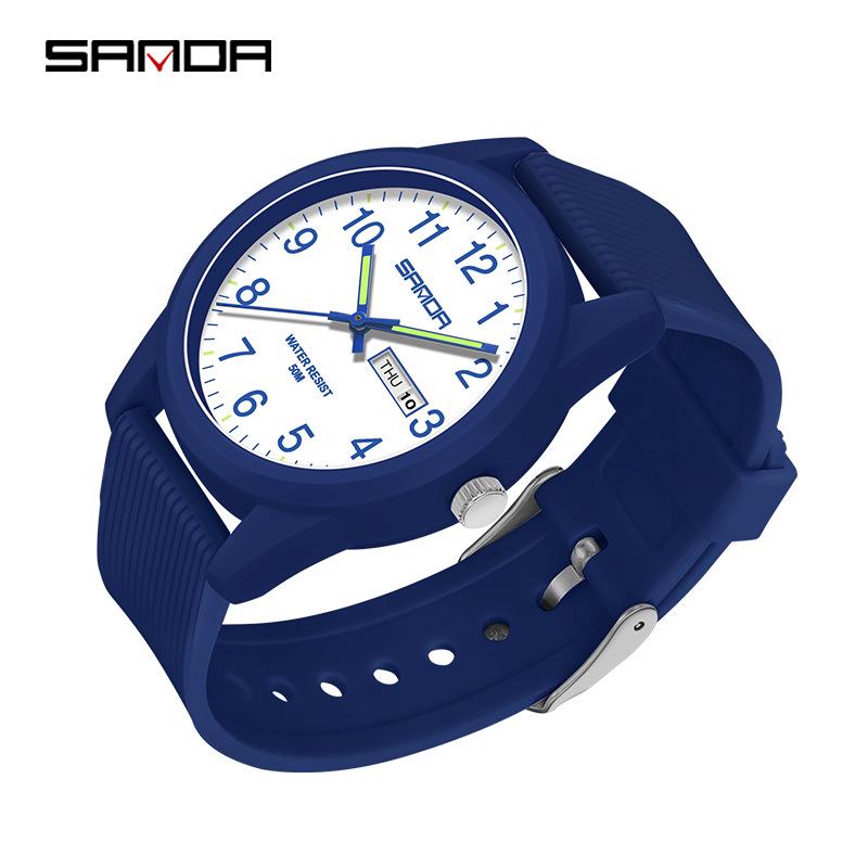 Sanda Quartz Double Calendar Waterproof Couple Wristwatch
