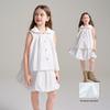 Montagut Girls' Summer Polo Sleeveless Top & Skirt Set