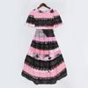 Women V Neck Short Sleeve Casual Dress Vintage Floral Print Midi Dress with Wrap Style and Flared Hem Suitable for Daily Wear