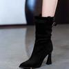 Vintage Suede High Heel Women Slim Ankle Boots Autumn Winter Female Elegant Short Booties