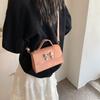 Women's Bag New Solid Color Texture Fashionable Flip One Shoulder Crossbody Bag Spring and Summer Fashionable Handheld Square Bag