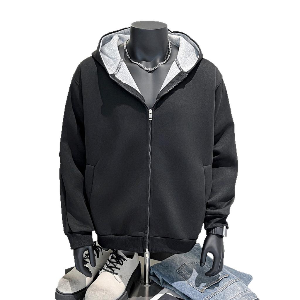 Zipper Short Vibe High Street Hooded Men's Sweater Trendy Brand 2025 Fashion Blockbuster Sweater