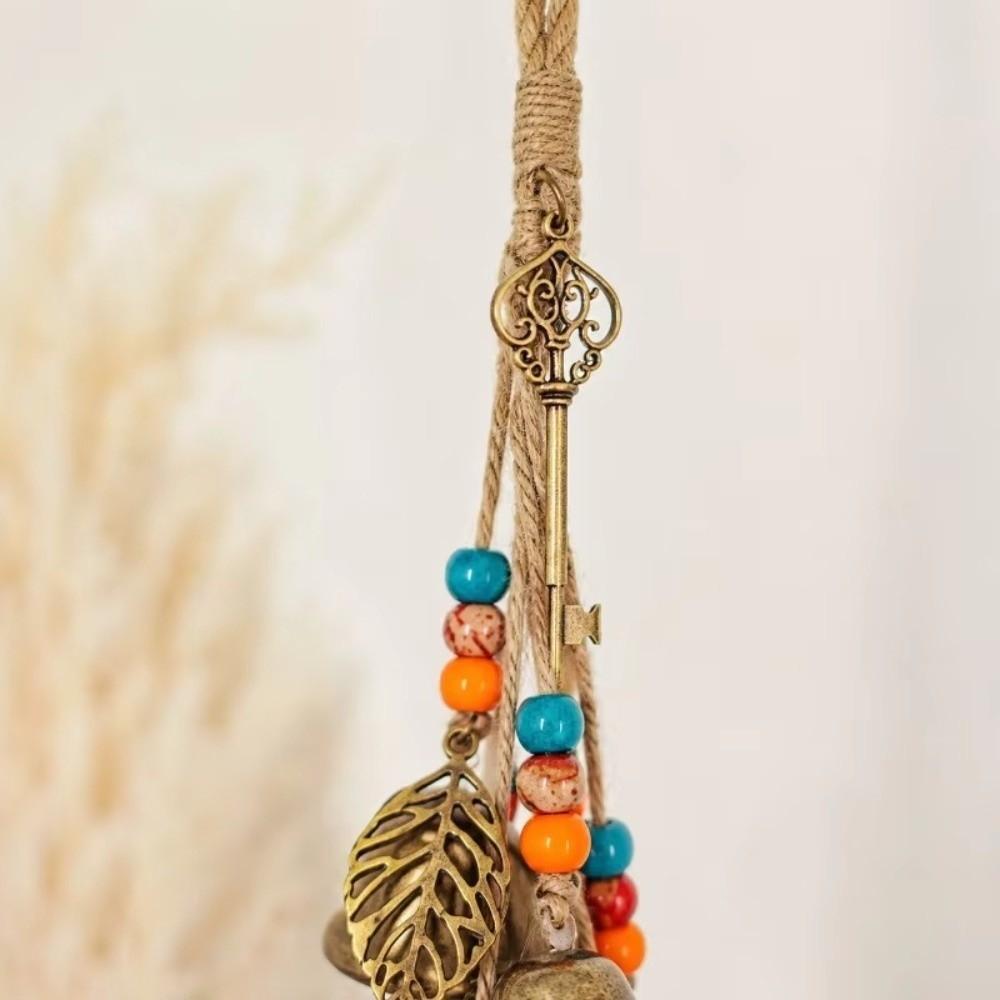 Rope Woven Hanging Bells Metal Door Handle Ornament Charming Bell Wind Chime  Home Wall Decoration