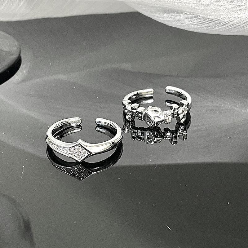 Ring Female Full Diamond Zircon Cold Wind Light Luxury High-End Niche Design Open Index Finger Ring Couple Ring