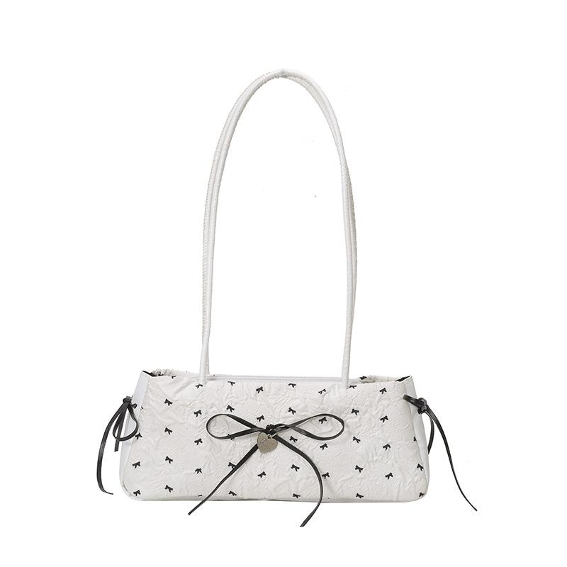 Сладкий Ветер Сумка-подмышка Нишевая Сумка Женская Мода Простой Дизайн Сумка через плечо Портативная Сумка-багет белый