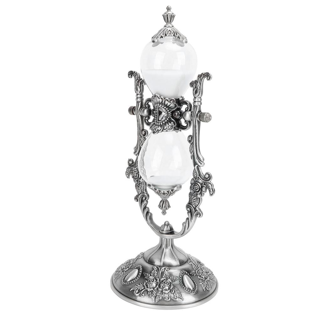 30 Minute Hourglass Antique Metal Sand Clock Vintage Engraved Sandglass Sand Timer for Home Salon Spa Meditation Desk Decor